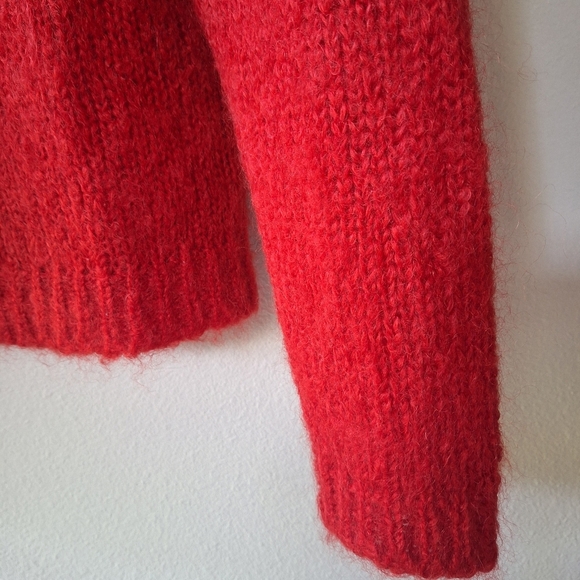 Max Mara Womens Red Mohair Wool Blend Crew Neck Sweater Size S - Picture 3 of 5